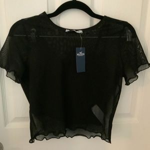 Hollister Sheer top with Tank, Scalloped Edges